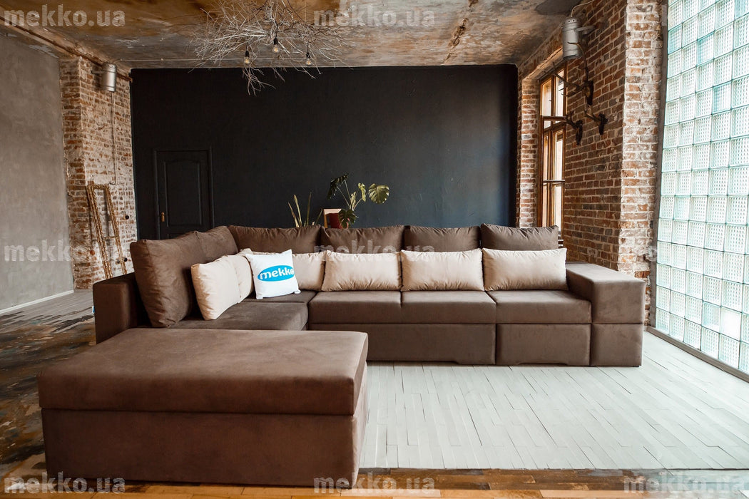 Ортопедичний кутовий диван mekko Chester II (Честер 2) (3400х1800) + пуф (1340х680)