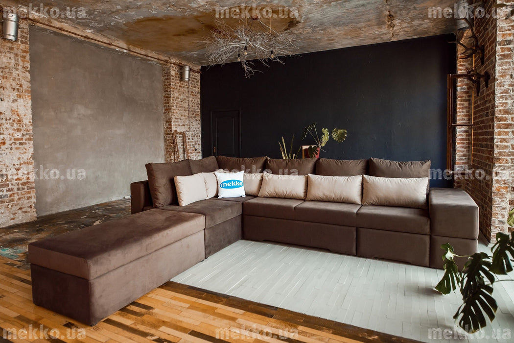 Ортопедичний кутовий диван mekko Chester II (Честер 2) (3400х1800) + пуф (1340х680)