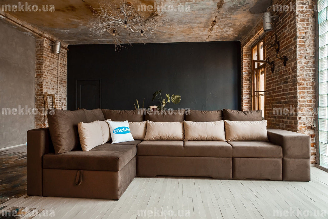 Ортопедичний кутовий диван mekko Chester II (Честер 2) (3400х1800) + пуф (1340х680)