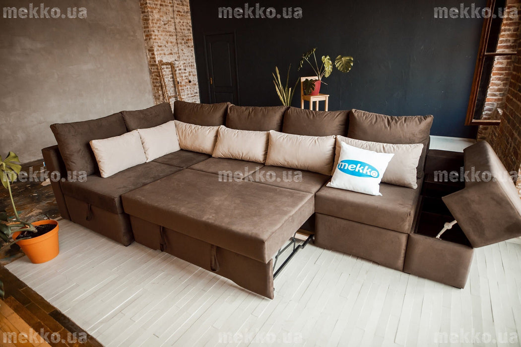 Ортопедичний кутовий диван mekko Chester II (Честер 2) (3400х1800) + пуф (1340х680)