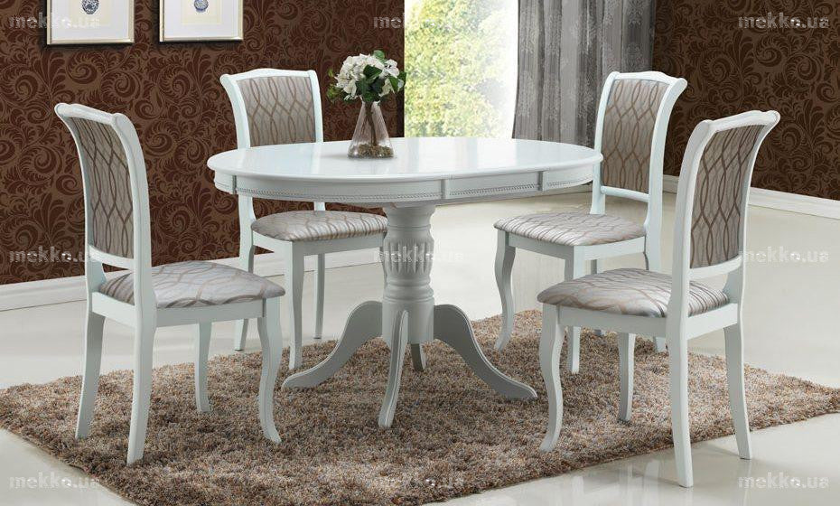 Стіл обідній розкладний Olivia Bianco OL-T4EX білий молочний (1060-1410х1060х750мм)