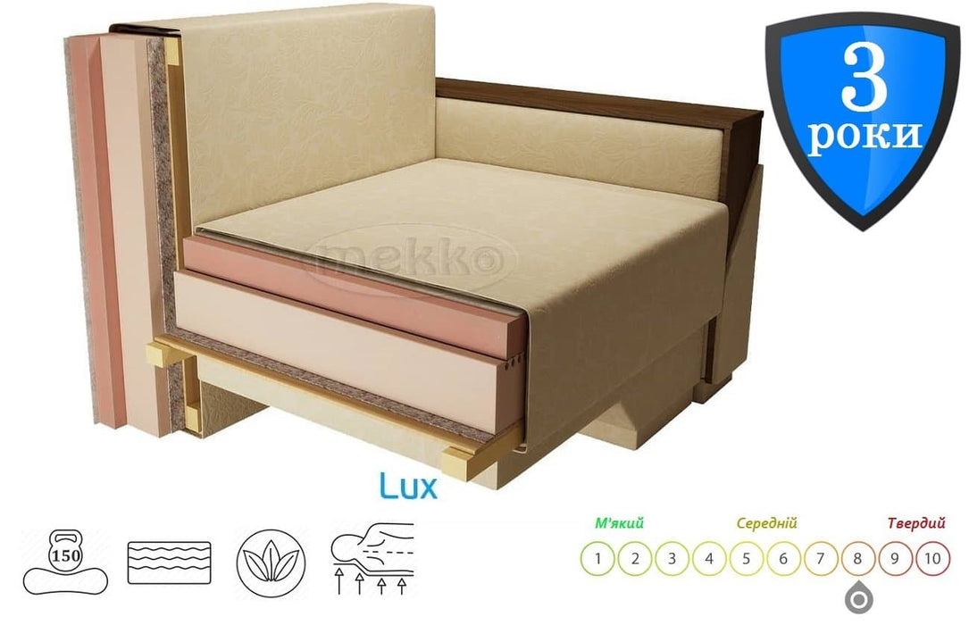 Ортопедичний кутовий диван mekko Chester II (Честер 2) (3400х1800) + пуф (1340х680)