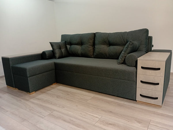 Кутовий диван Cube Shuttle NOVO.Тканина Bagama 32.Клір ДСП Бетонний камінь