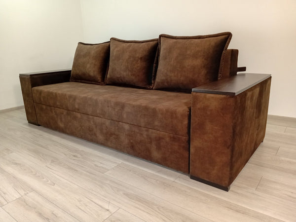 Диван Elite Comfort .Тканина Bolzano Dark Brown.Колір ДСП Венге