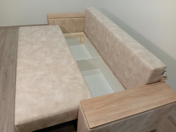 Диван Elite Comfort.Тканина  Bolzano Ivory, колір ДСП- Дуб Сонома. Дизайн подушок від дивана Lincoln.