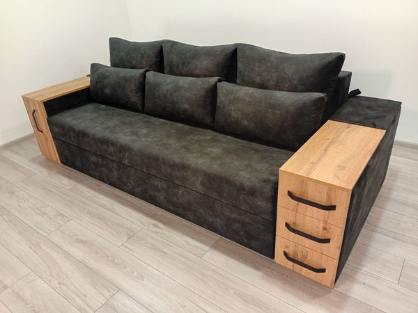 Диван President. Тканина Palladium 19.  ДСП Дуб Тахо.