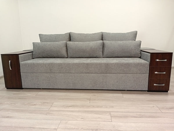 Диван Президент. Тканина Indigo 220 Silver Grey. Колір ДСП Венге