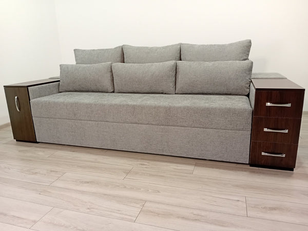 Диван Президент. Тканина Indigo 220 Silver Grey. Колір ДСП Венге