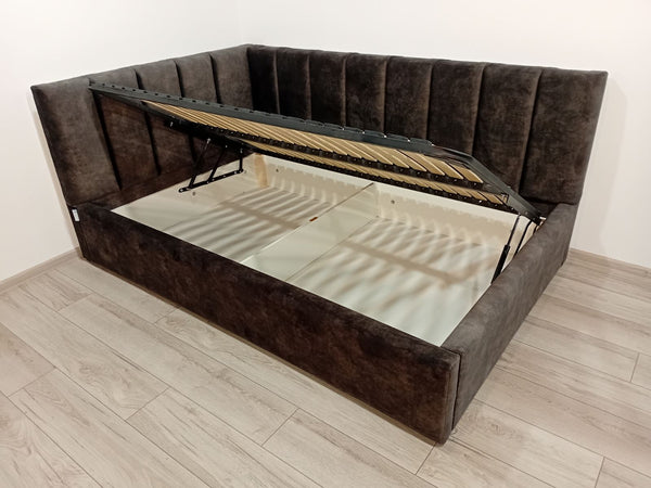 М'яке дитяче ліжко. Тканина Bolzano Dark Taupe. Спальне місце 1900*1200мм