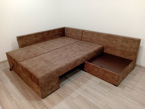 Поворотний диван Mercury.Тканина Palladium 5 Brown, великі подушки Palladium 3 Sand