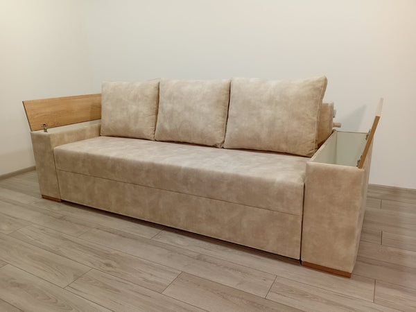 Диван Elite Comfort.Тканина  Bolzano Ivory, колір ДСП- Дуб Сонома. Дизайн подушок від дивана Lincoln.