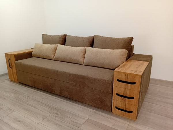 Диван President. Тканина Piano 6, малі подушки Piano 5. Колір ДСП Дуб Тахо