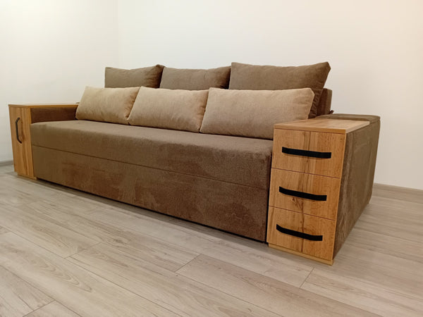 Диван President. Тканина Piano 6, малі подушки Piano 5. Колір ДСП Дуб Тахо