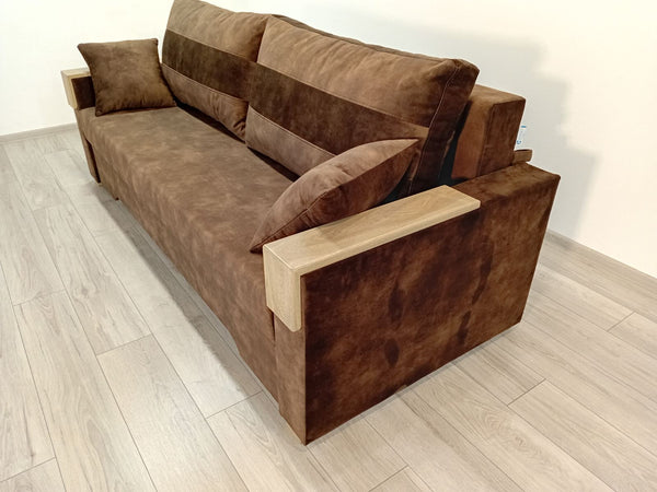 Диван Reston. Тканина Bolzano Dark Brown. Колір накладок Сіра патина