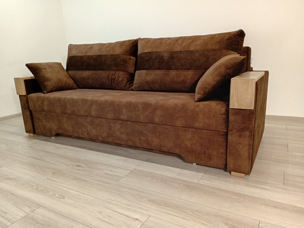 Диван Reston. Тканина Bolzano Dark Brown. Колір накладок Сіра патина