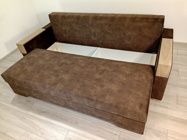 Диван Reston. Тканина Bolzano Dark Brown. Колір накладок Сіра патина